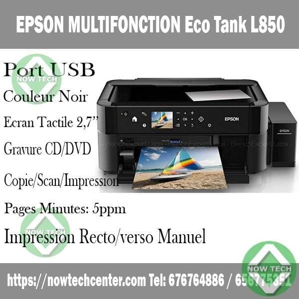Imprimante Epson L850 Multifonction Ecotank 5 ppm USB A4 en vente au Cameroun bon prix