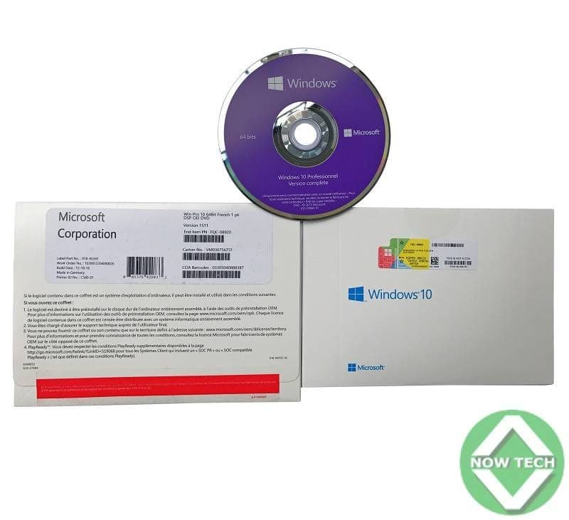 pack licence WINDOWS 10 Professionnel OEM CD et clé bon prix et moins cher en vente au cameroun