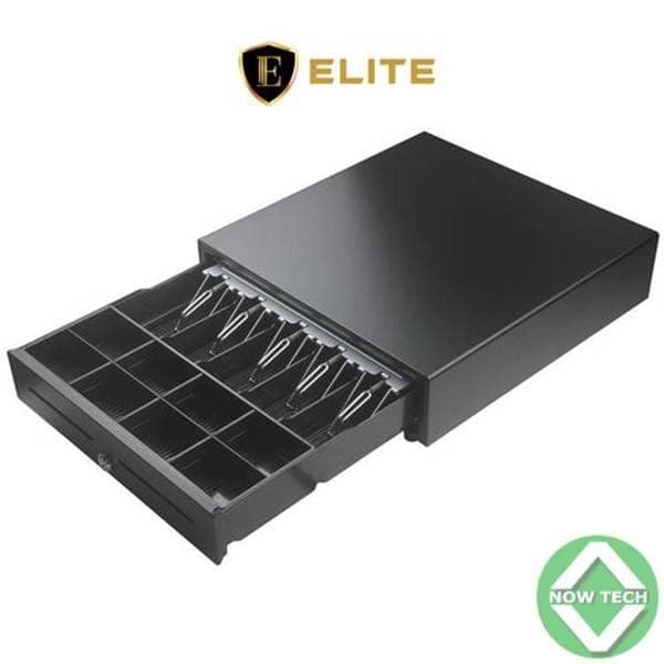 Elite Tiroir Caisse Métal Plateau A Monnaie/Billets - Noir