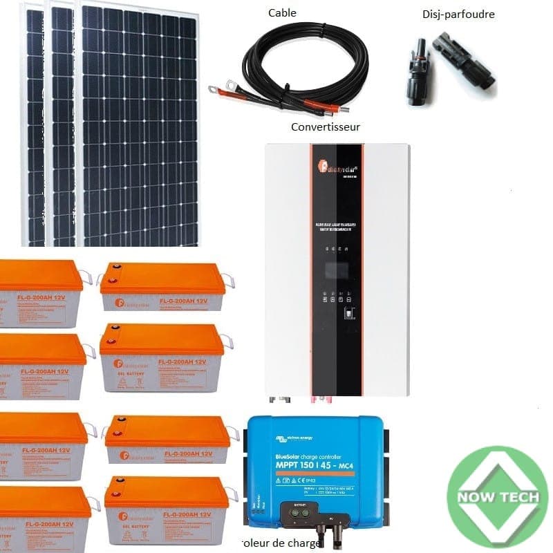 Kit solaire 14 Panneaux de 325W puissance 5KVA contrôleur de charge MPPT 4000A bon prix