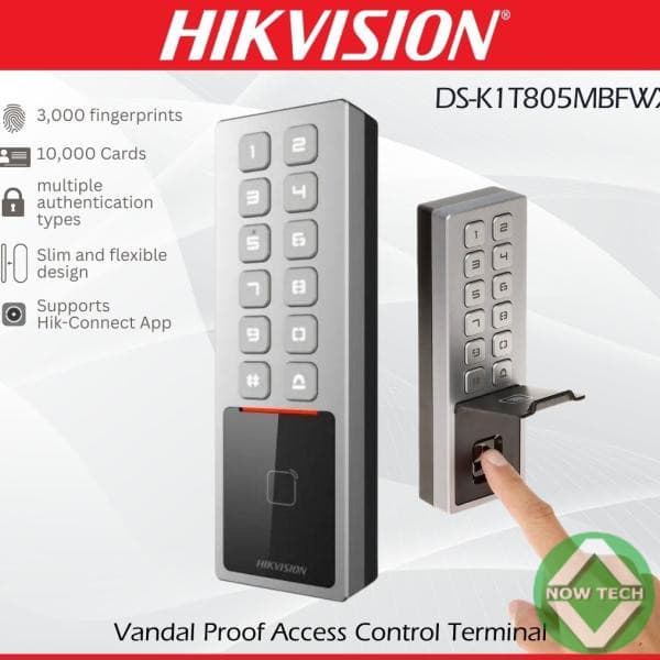 Terminal d'accès facial Hikvision DS-K1T344MBFWX-E1 carte, code PIN, empreinte digitale en vente au Cameroun