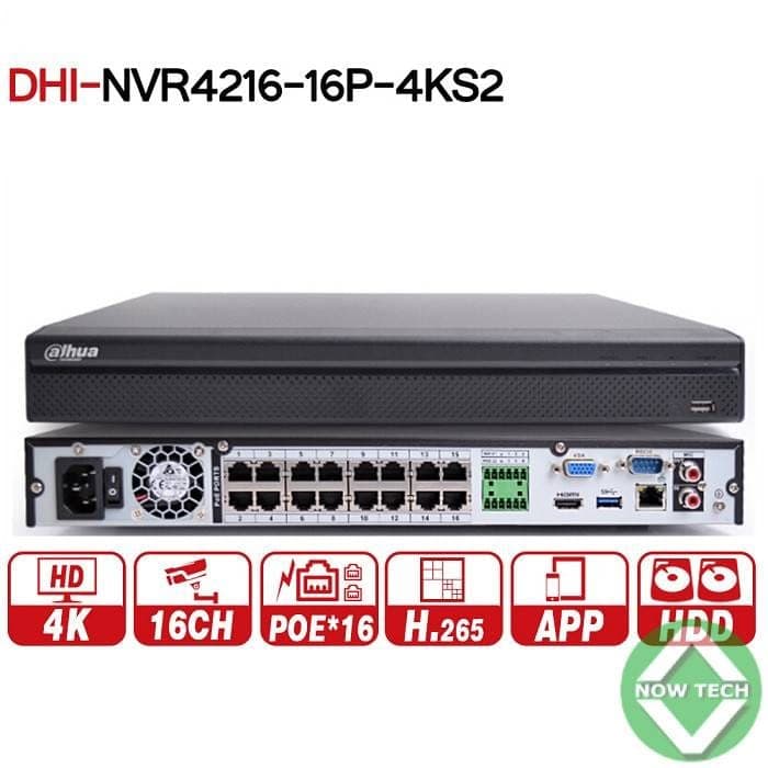 NVR DAHUA NVR4216-16P-4KS2 16 cameras – PoE moins cher bon prix en vente au Cameroun