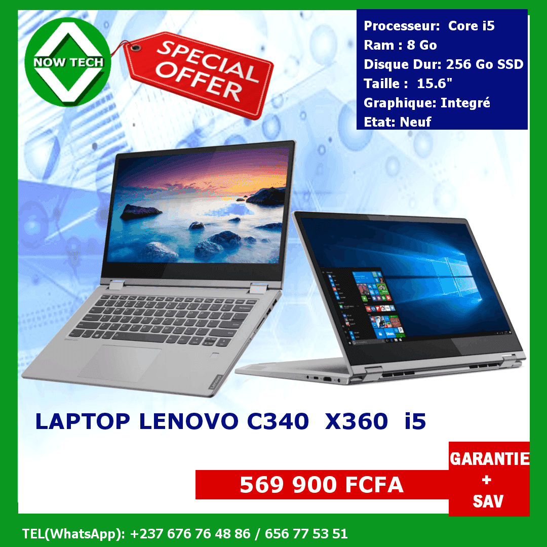 Laptop Lenovo Ideapad C340 Core i5 8 Go de Ram, 256 Go SSD bon prix en vente au Cameroun
